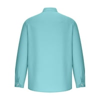 Muška ležerna jeseni top bluza plus veličina gumba čvrstog boja V-izrez dugih rukava salon majica, košulju