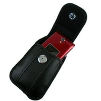 Oko vrata crne kožne futrole s rotirajućim klipnim klipom odgovara svim PANTECH BREEZE FLIP telefonima