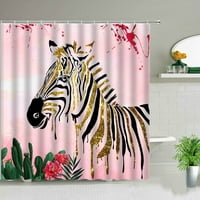 Afrika Divlja životinja Zebra Tema Ispis Vodootporno kupatilo Tuš sa zastori Cvjetni biljni kućni kućni
