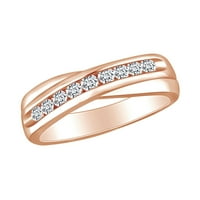 Carat okrugli bijeli prirodni dijamant vječni vjenčani prsten za vjenčanje u 10K čvrstog ruža zlatna