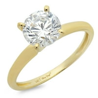 1. CT sjajan okrugli rez Clear Simulirani dijamant 18k žuti zlatni pasijans prsten SZ 5.75