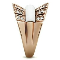 Luxe nakit dizajnira ženski zlatni jonski prsten sa polu dragocjenim bijelim agatom - veličina (pakovanje