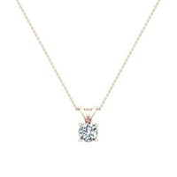 CT TW Okrugla sjajna dijamantska privjesna ogrlica za žene 14K ruže zlato