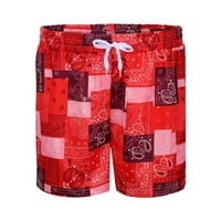 Ženski ljetni patchwork print casual modne plažne kratke hlače Stretch Hlače na plaži Red XXXL