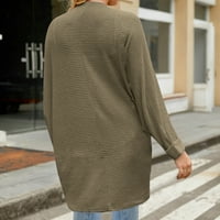 Ženski pleteni kardigan labavi Ležerni džep dugi rukavi Srednja dužina pletiva džemper bluza vrhovi