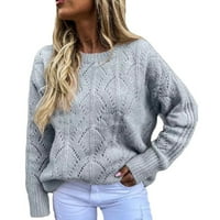 Ženske pad džempera s dugim rukavima okrugli vrat Čvrsti džemper za slobodno vrijeme pletenje pulover