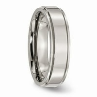 Grey Titanium prsten za prsten vjenčana rešena standardna ivica polirana