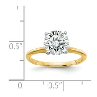 14K žuti zlatni prsten za prsten moissine okrugli bijeli 1,75ct pasijans, veličine 9