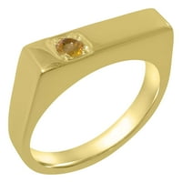 Britanski izrađeni klasični čvrstih 9k žutog zlatnog prirodnog citrinskog mens bend prstena - Veličina
