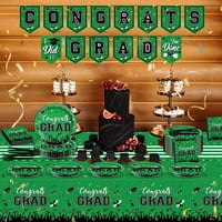 Zelena i crna klasa čestita Congrats Dimplement Set za zabavu - uključuje baner, tablicu, salvete i