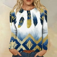 Fragarn ženski bluze okrugli vrat casual dugih rukava s dugim rukavima pulover dugih rukava majica za