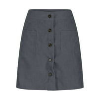 Skorts suknje za žene za žene dužine koljena plus veličina koduorna gumba s visokim strukom s džepovima
