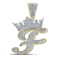 Macey Worldwide Nakit 10k dvotonski zlatni mens dijamant crown f Pismo Čarm Privjesak 1- ctw