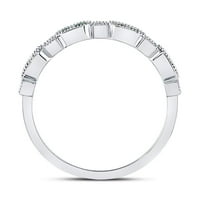10kt bijeli zlatni okrugli smaragdni dijamantni rubni prsten za slaganje CTTW