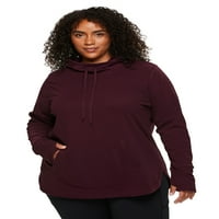 Aktivna ženska plus veličina Srednja snimka za plišane pulover sa džepom