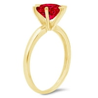 CT sjajan okrugli rez simulirani ruby ​​14k žuto zlato pasijans prsten sz 10.25