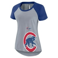 Ženski Nike Heather Siva Chicago Cubs Ljetni vetriji Raglan Fashion majica