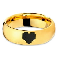 Tungsten Gamer Heart Band prsten Muškarci Žene Udobne cipele 18K žute zlatne kupole Polirano 5,5