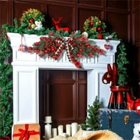 Mubineo Božićna swag, božićna vrata zasjenica Dekoracija, crvene bobice plairani luk božićni vijenac