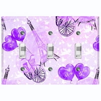 Prekidač za metalnu lampicu Romantični Pariz Eiffel Tower Pismo Bicikl Purple PRS015