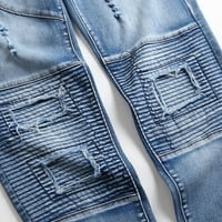 Jacenvly muške hlače Duge mršave hlače Mid Skine Pocket rupa za rupu za muškarce za muškarce Novo učvršćeno