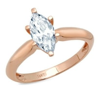 1. CT sjajan markizni rez simulirani plavi dijamant 14K ružičasto zlato pasijans prsten sz 7.5