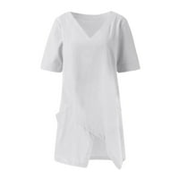 Ljetne košulje za žene kratki rukav Dressy Casual majice V-izrez V-izrez Pulover Solid Boja vrhova za