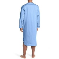 Muški ogrtački muslimanski haljini srednji dugi rukav stoji dugme za vrata home odijelo Udobnu labavu haljinu za spavanje svijetlo plava