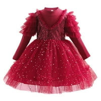 Dječji djevojke ruffles čipkasti ruffes haljina Novogodišnja zabava Dječja pallette Tulle haljina princeze