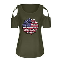 OAVQHLG3B 4. jula odijela za ženska američka zastava majica Ljetni vrhovi za žene O-izrez kratkih rukava