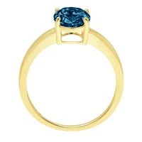 2. CT sjajan ovalni rez prirodni London Blue Topaz 14K žuti zlatni pasijans prsten sz 4.5