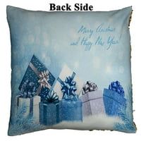 Božićni plavi poklon kutije i pahuljice Reverzibilni sirena Sequin jastučni jastuk Kućinski dekor