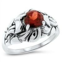 Garnet Nouveau antiquinski stil čvrstog sterlinskog srebrnog prstena 1032Z