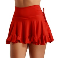 MSEMIS visoki struk rufffle tenis suknja plamena mini suknja plesna suknja za žene crvene xxx-velike