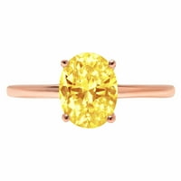 2. CT sjajan ovalni rez sintetički žuti moissine 14k Rose Gold Solitaire prsten sz 10.25