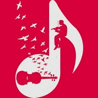Glazbena nota - Violina Juniors Red Grafički grafički grafički tee - Dizajn ljudi XL