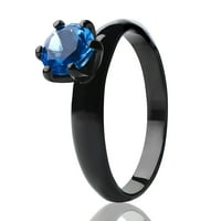 Wedding prsten Solitaire - CZ Vjenčani prsten - Crni vjenčani prsten - Prsten za pasijans - Aquamarine,