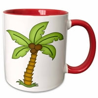 3Droza Slatka zelena palma sa ilustracijom kokosa - dva tonska crvena krigla, 11 unca