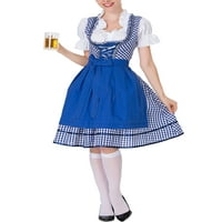 LUMENTO mini haljina za žene Oktoberfest haljina za pivo od lisnata rukava s četvornim izrezom Dirndl haljina s pregazmom Blue 3xl