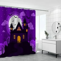 Zavjese za tuširanje Halloween Set tkanine za vodu za vodu zastrašujuće dvorac Halloween Dekor, Halloween Bathroom Home Unutarnji ukrasi, Halloween Party poklons