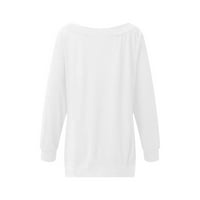 Ženski vrhovi grafički otisci s dugim rukavima bluza modne žene majice okrugli izrez ljetni tunik Tee bijeli 2xl