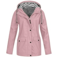 Pgeraug majice s dugim rukavima za žene čvrsta jakna na otvorenom plus veličina s kapuljačom vjetrootporala, odijela za žene ružičasta xl