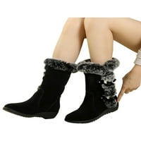 Dame Mid Calf čizme plišane obloge čizme za snijeg tople zimske cipele Žene non klizanje Fau krzno klinovni