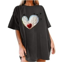 Ženska prevelika udobnost smiješna TEE Vrhunska klirenca okrugla izrez košulje srca Ters Terndy Vintage