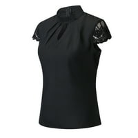 Ženske bluze košulje s kratkim rukavima V-izrez Majica Solid Print Black MBLUSAS mujer de moda
