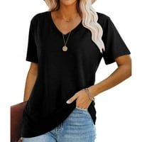 Ženska čvrsta bluza V izrez kratkih rukava Klasična majica obične majice Osnovne tunike Essentily Tees