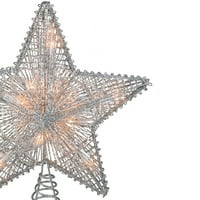 Kurt Adler 10 Osvetljeni srebrni blistavi zvezda božićne stablo - bistra svetla