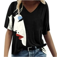 Ženske košulje kratkih rukava plus veličine V izrez majice apstraktni grafički ispis ljetna casual labava
