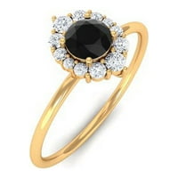 1CT Prirodni dijamant H-i si okrugli rez halo prsten 14k žuto zlato za žene za posebnu priliku