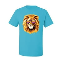Lav sa sunčanim naočalama Ljubitelj životinja Muška grafička majica, lagana tirkizna, 2xl